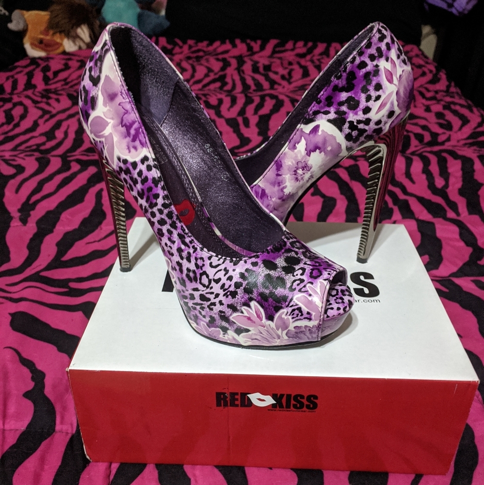 Purple Leopard Redkiss heels